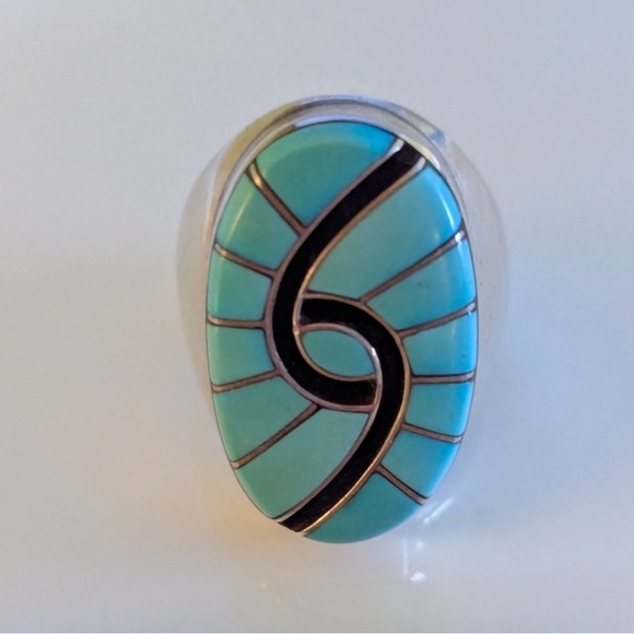 Vintage Zuni Turquoise Hummingbird Amy Quandalacy Ring Size 10 - Picture 7 of 12